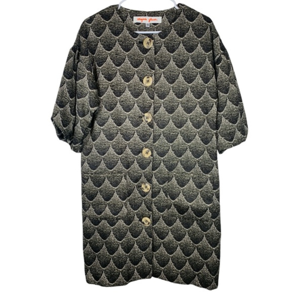 Virginia Johnson Jacket Dress Mermaid Fish Scales Black Gray XS EUC #VEG-0149